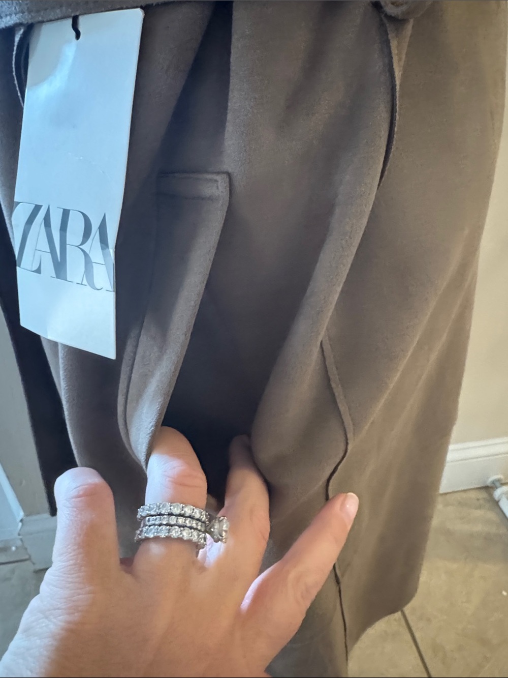 ZARA Taupe A-Line Skirt with Pocket Detail
